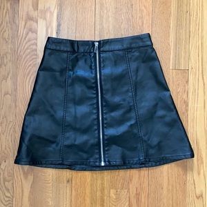 Leather Zip Up Skirt